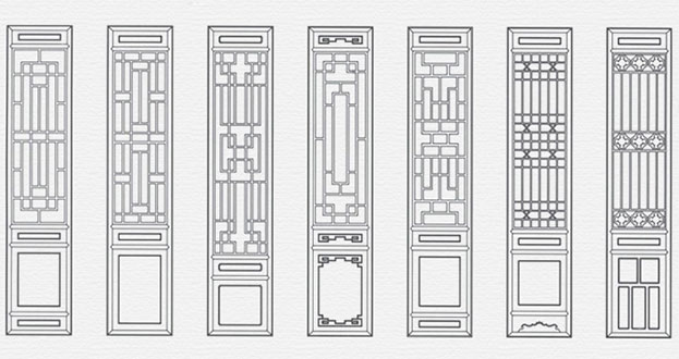 宜章常用中式仿古花窗图案隔断设计图